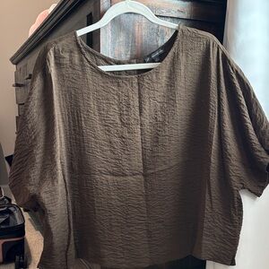 Adrianna Papell Brown Textured Blouse